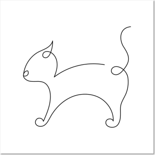 One line cat Posters and Art